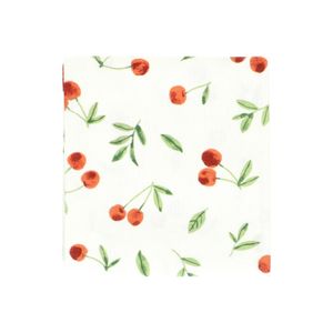 Organic cotton tea towel with cherry motif, 50 x 70 cm