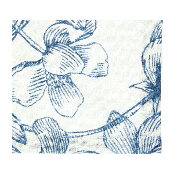 Tablecloth round, GOTS organic cotton, blue, flowers, Ø 180 cm