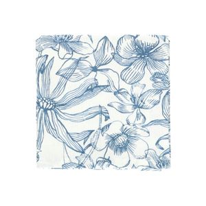 Organic cotton tea towel with blue flower motif, 50 x 70 cm