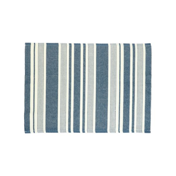 Placemat ribcord, GOTS organic cotton, blue, striped, 35 x 50 cm