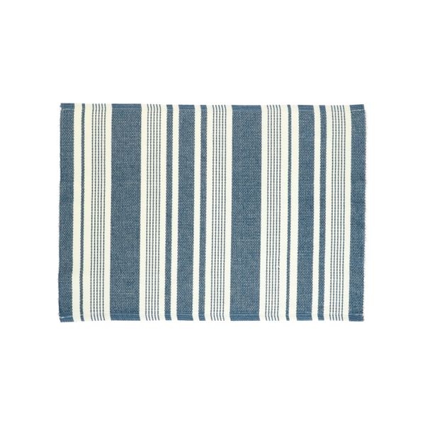 Image of Placemat geribbeld, GOTS bio-katoen, blauw, gestreept, 35 x 50 cm