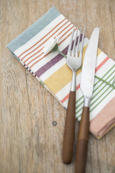 Napkin, GOTS organic cotton, multicoloured, striped, 40 x 40 cm