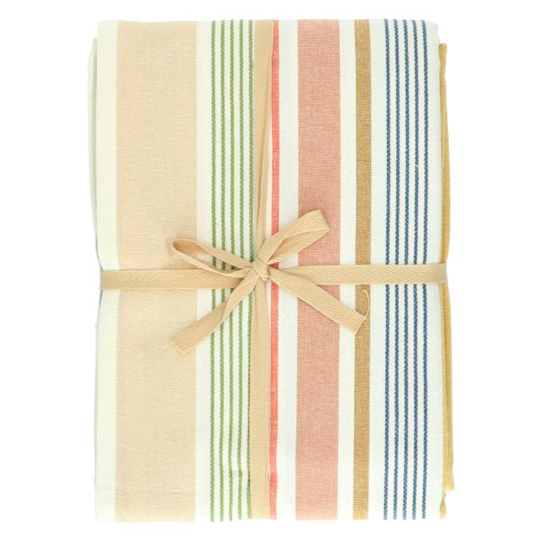 Tablecloth, GOTS organic cotton, multicoloured, striped, 145 x 250 cm