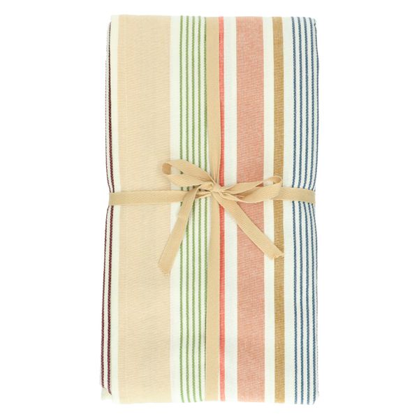 Tablecloth, GOTS organic cotton, multicoloured, striped, 145 x 300 cm 