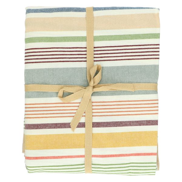 Tablecloth round, GOTS organic cotton, multicoloured, striped, Ø 180 cm