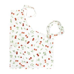Organic cotton apron with cherry motif, 85 x 90 cm