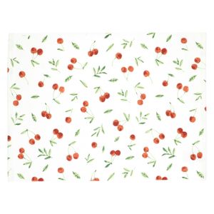 Placemat ribcord, GOTS organic cotton, cherries, 35 x 50 cm