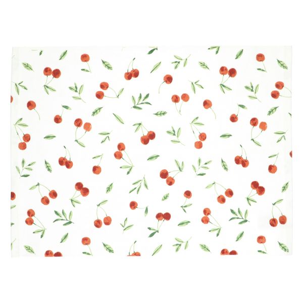 Placemat ribcord, GOTS organic cotton, cherries, 35 x 50 cm