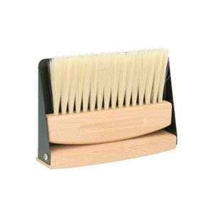 Metal, beechwood and vegetable fibre table brush and pan