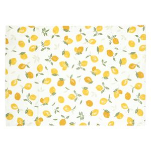 Placemat ribcord, GOTS organic cotton, lemons, 35 x 50 cm