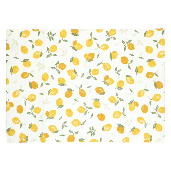 Placemat ribcord, GOTS organic cotton, lemons, 35 x 50 cm