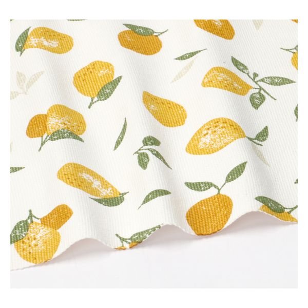 Placemat ribcord, GOTS organic cotton, lemons, 35 x 50 cm