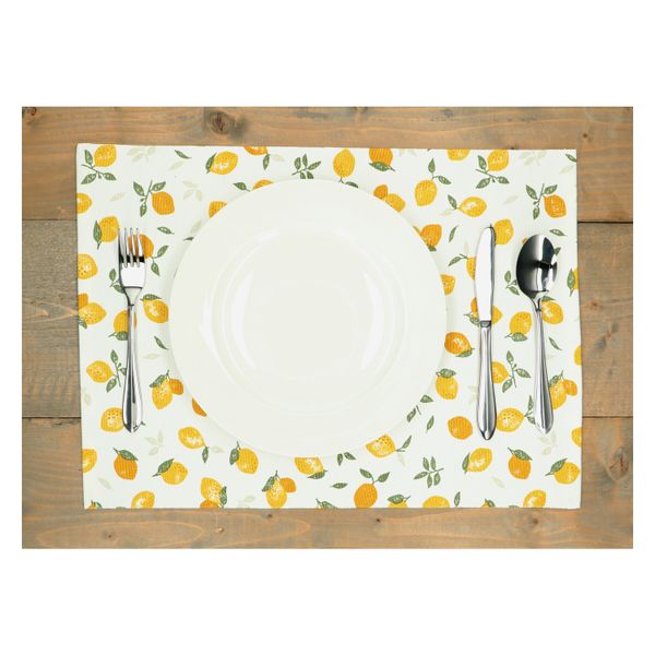 Placemat geribbeld, GOTS bio-katoen, citroenen, 35 x 50 cm Placemat geribbeld, GOTS bio-katoen, citroenen, 35 x 50 cm