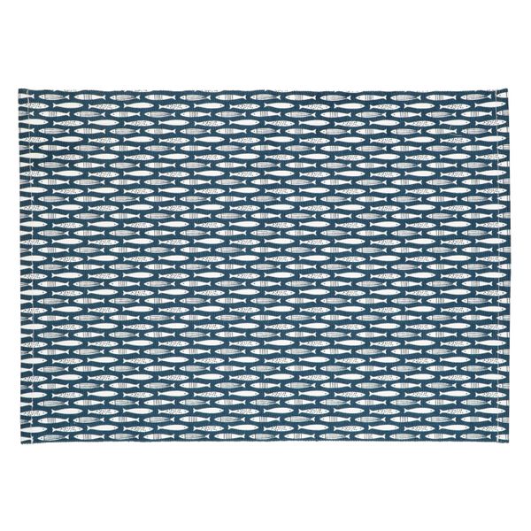 Placemat ribcord, GOTS organic cotton, fish, 35 x 50 cm