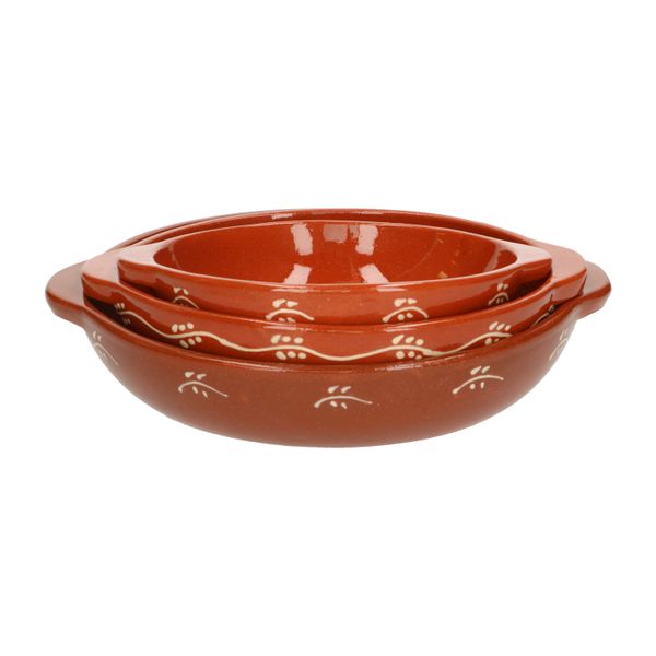 Terracotta oven dish with twig motif, Ø 18 cm