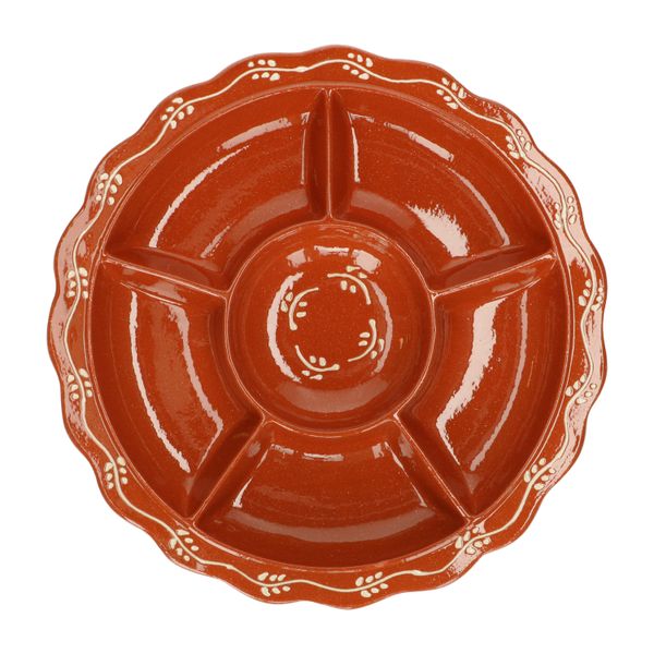 Terracotta snack tray with garland motif, Ø 30 cm