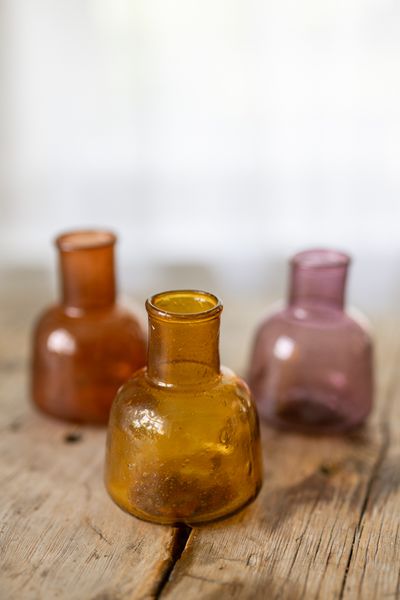 Dark yellow recycled glass vase