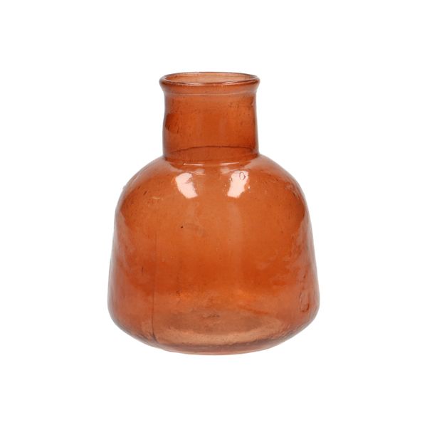 Terracotta coloured, recycled glass vase