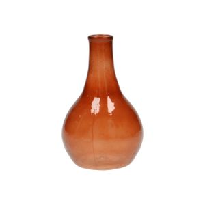 Terracotta coloured recycled glass ball-shaped vase