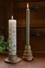 Beechwood, pine tree-shaped candlesticks