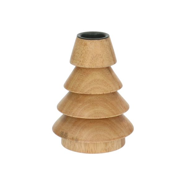 Beechwood, pine tree-shaped candlesticks