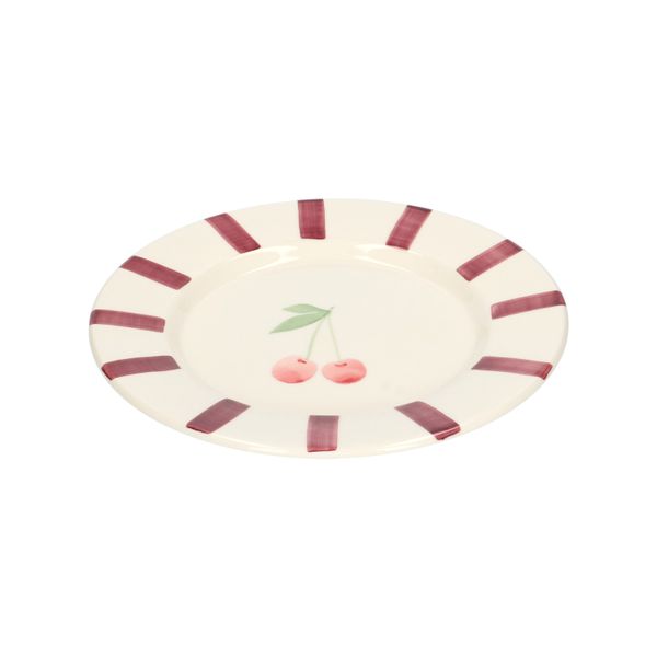 Earthenware plate with cherry motif, Ø 22 cm