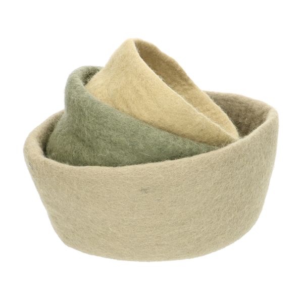 Large, green, round felt basket