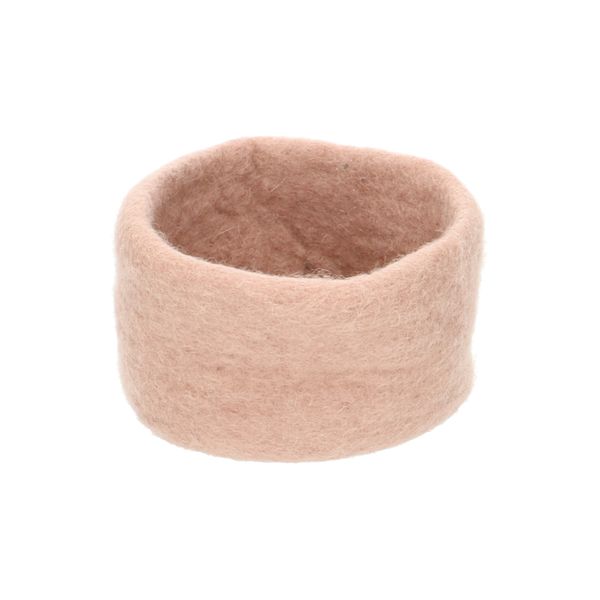 Small, pink, round felt basket