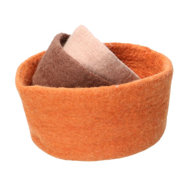 Big, orange, round felt basket