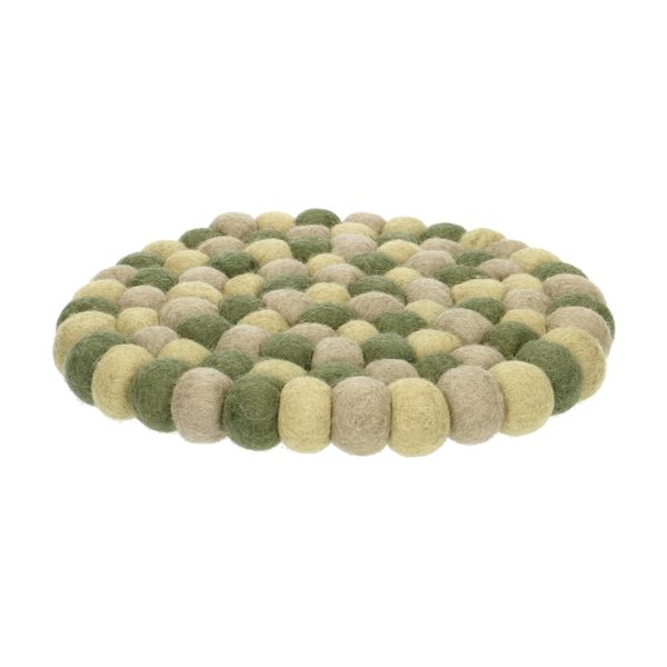 Green, round, felt coaster, Ø approx. 21 cm