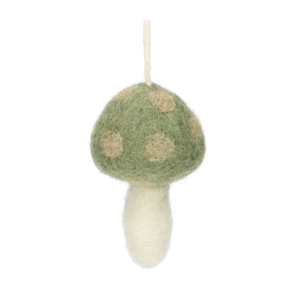 Green, felt mushroom decoration