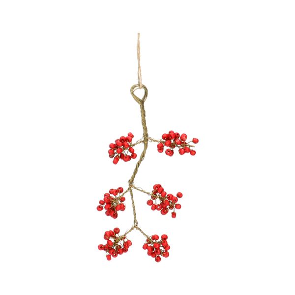 Brass Christmas decoration with red berry twig