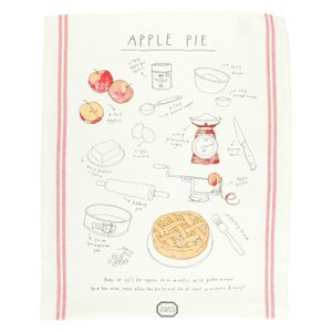 GOTS organic cotton tea towel with apple pie recipe, 50 x 70 cm