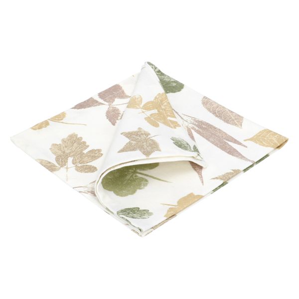 GOTS organic cotton napkin with garden leaf print, 40 x 40 cm