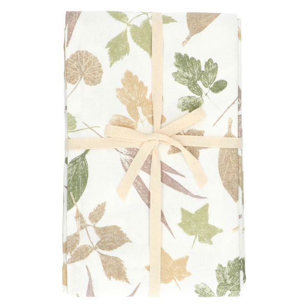 GOTS organic cotton tablecloth with garden leaf print, 145 x 300 cm