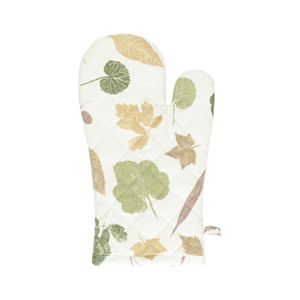 GOTS organic cotton oven glove with garden leaf print