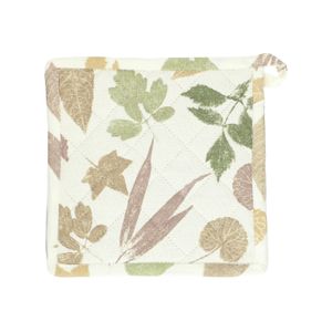 GOTS organic cotton pot holder with garden leaf print