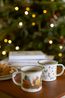 Christmas mug, enamel, Christmas twigs and bischuit motif, 300 ml