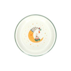 Enamelled soup plate, moon with sleeping cap motif, Ø 14 cm