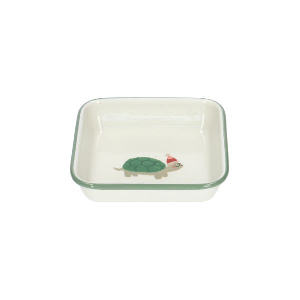 Square, enamel dish with tortoise print, 12 X 12 cm