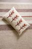 Off-white velvet pillow with twig motif, 30 x 50 cm