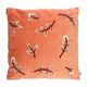 Terracotta velvet pillow with twig motif, 50 x 50 cm