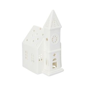 Porcelain, church-shaped tealight holder