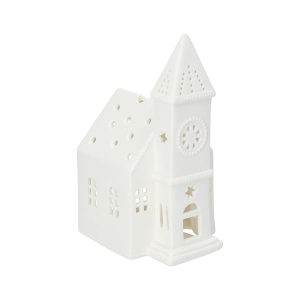 Porcelain, church-shaped tealight holder, 17 cm