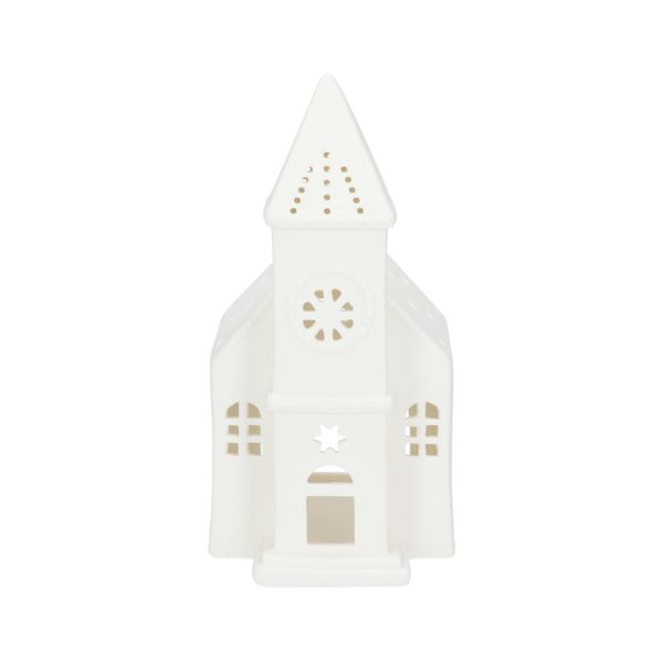 Porcelain, church-shaped tealight holder, 17 cm