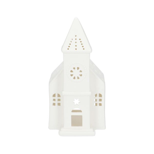 Bougeoir pour bougie chauffe-plat, porcelaine, église, 17 cm Bougeoir pour bougie chauffe-plat, porcelaine, église, 17 cm