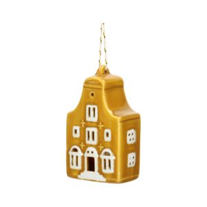 Yellow, porcelain Christmas decoration