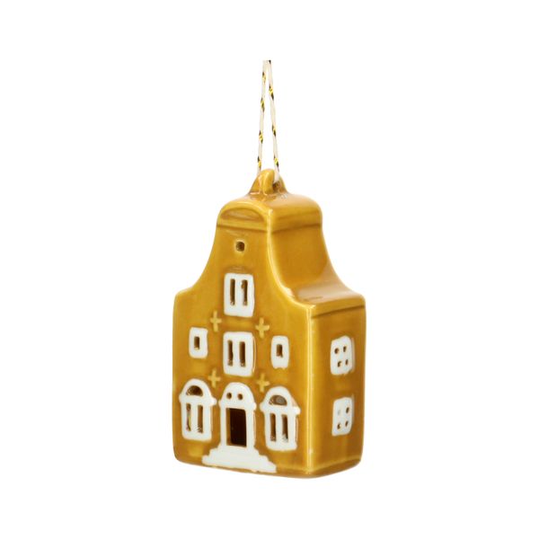 Yellow, porcelain Christmas decoration