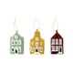 Green, house-shaped, porcelain Christmas decoration