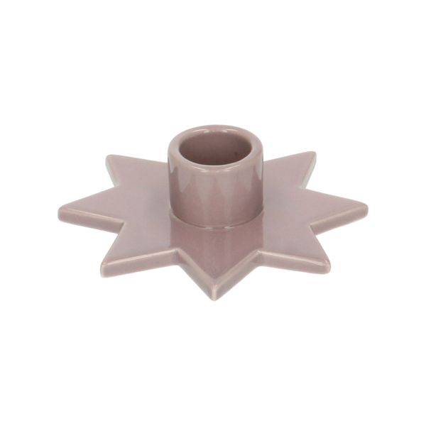 Purple, star-shaped porcelain candlestick for dinner candle